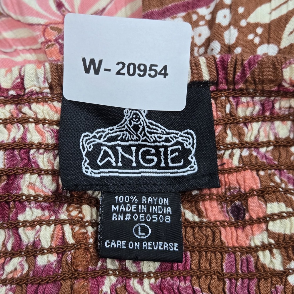 ANGIE Women Dress L Brown Floral Maxi Boho Cottagecore Sleeveless Lined - Picture 2 of 10